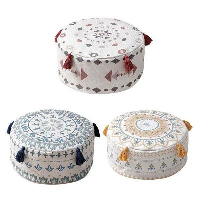 Round Unfilled Pouf Ottoman Cover Footstool Foot Rest Cover