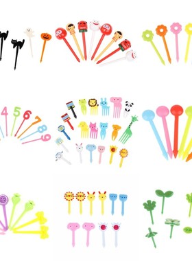 2-24pcs Animal Farm Fruit Fork Mini Cartoon Children Snack