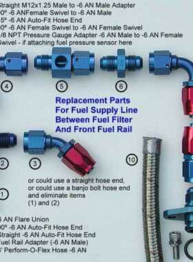 VR - 6 AN AN-6 Straight / 90 /180 Degree Aluminum Swivel Hos