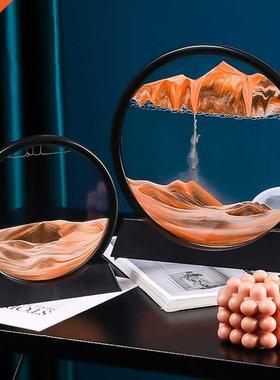 Moving Sand Art Picture Round Glass 3D Deep Sea Sandscape In