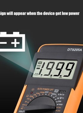Professional DT9205A Digital Multimeter AC DC True RMS Voltm