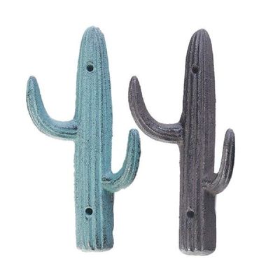 Cast Iron Cactus Hooks 2 in 1 Wall Mounted Heavy Duty Metal