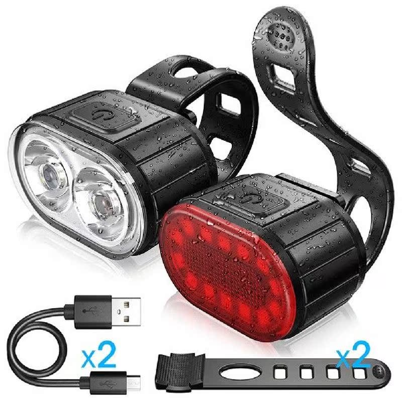 1/2pcs LED Bike Light Bicycle Front Rear Light USB