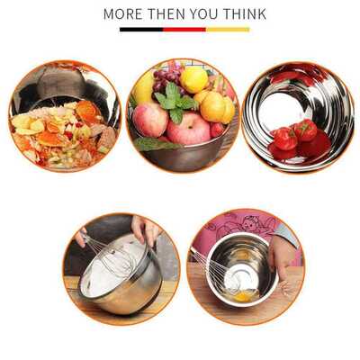 Stainless Steel Egg Mixing Bowl With Lid Basin Salad Vegeta