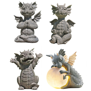 Garden Dragon Meditated Statue Small Dinosaur Shape