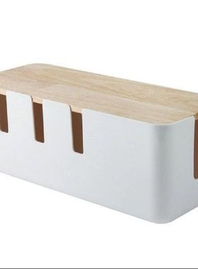 Wire Storage Box With Wooden Cover For Socket Cord Safe
