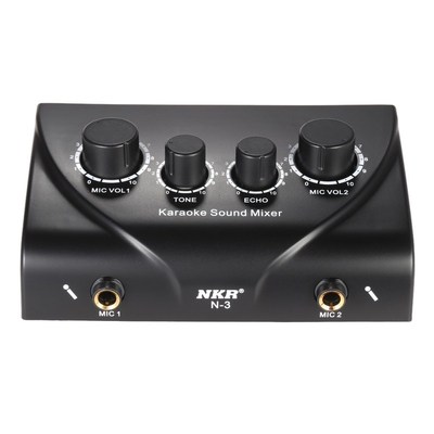 Portable Karaoke Sound Audio Stereo Echo Mixer Dual Micropho