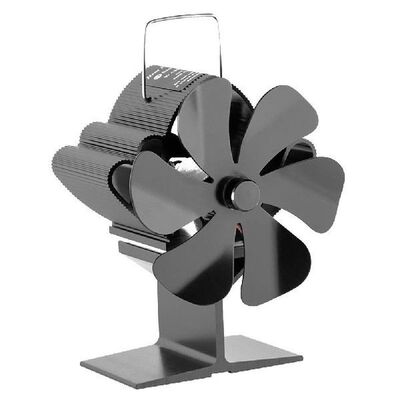 Large 6 Blade Heat Powered Wood Stove Air Saving Fuel