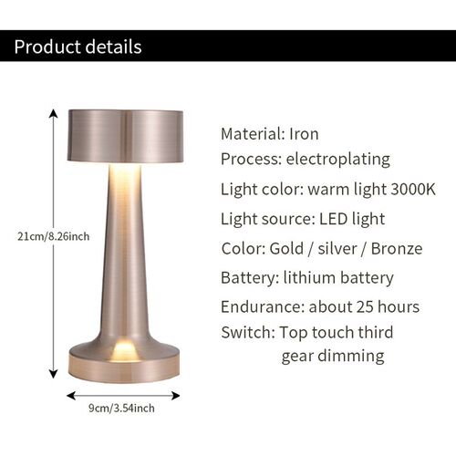 Retro Bar Coffee Table Lamp LED Desktop Night Light Recharge