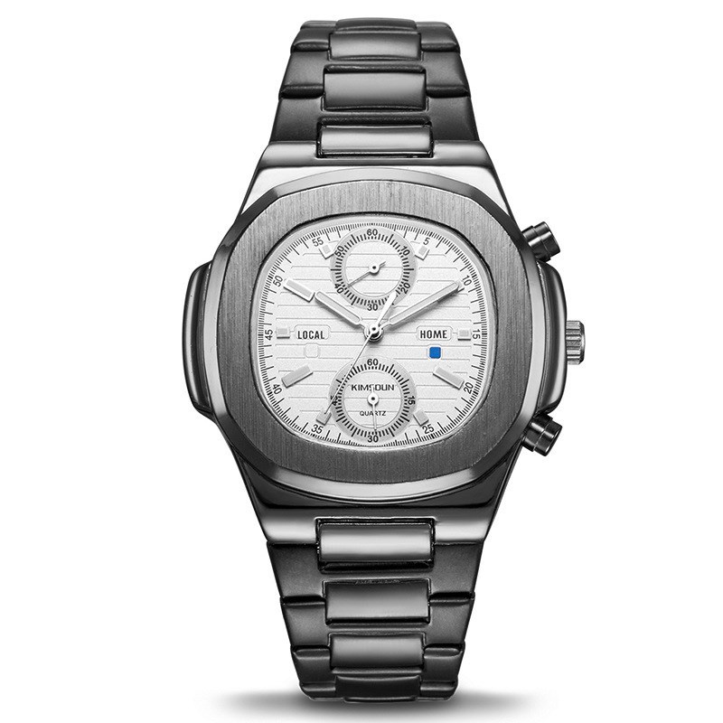 Stainless Steel Sport Watch Waterproof Chronograph Square Qu