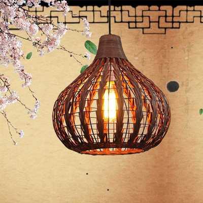Rattan Lampshade Chandelier Vintage Hand Knitted wicker pend