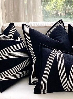 simple morden black white stripes pattern cushion cover