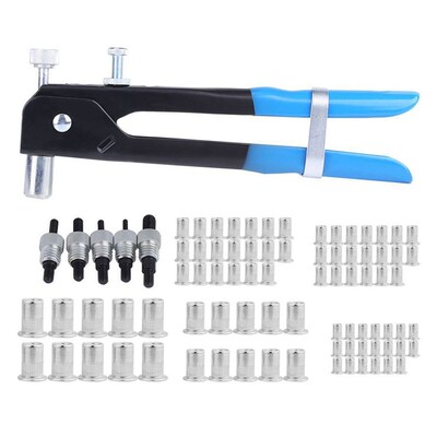 86pcs/Set Rivet Nut Kit Aluminum Alloy Hand Riveter M3 M4 M5