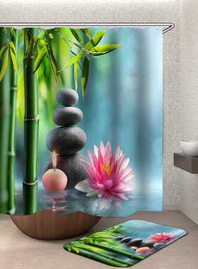 Shower Curtain Hooks Bathroom Buddha Garden Home-Decor Green