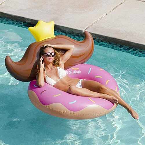 120cm Giant Pink Donut Swimming Ring Beard Water Chair Infla