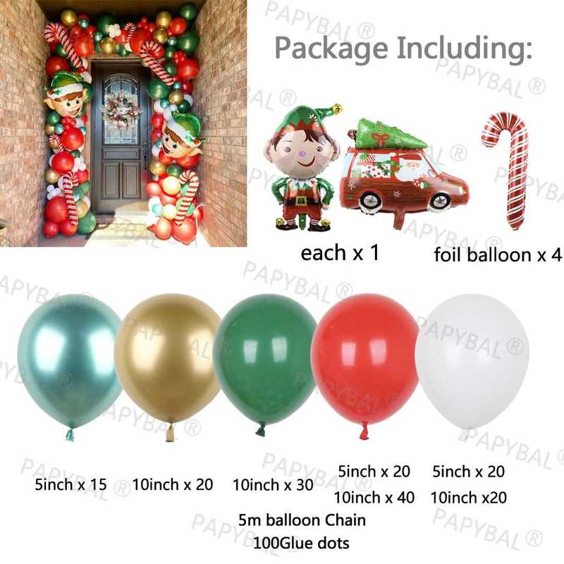 1set Green Merry Xmas Arch Garland Kit DIY Christmas Balloon