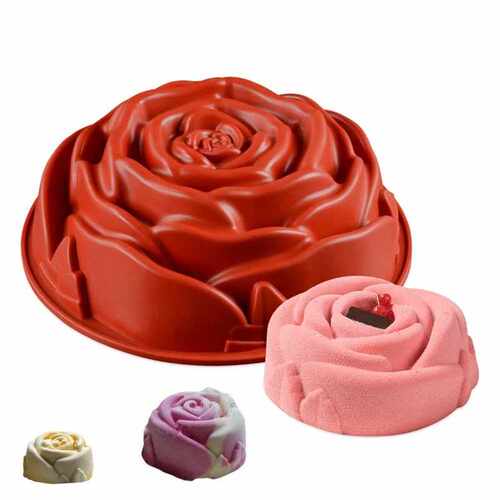 Big Rose Flower Baking Tray Silicone Cake Mold Form Large Ba