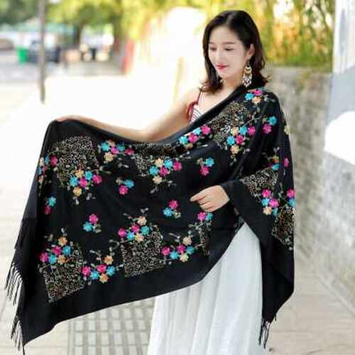 New embroidered cashmere scarf womens autumn and winter to