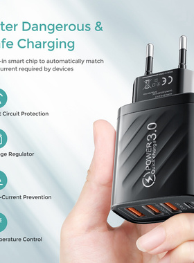 PD USB Type C Charger 48W 4 Ports Quick Charge 3.0 For iPhon