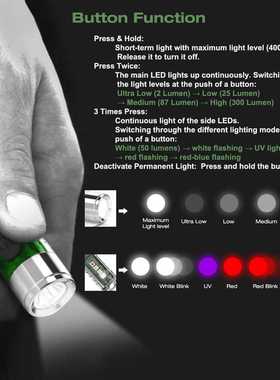 Mini Flashlight Aurora Keychain Light LED Rechargeable 400 L