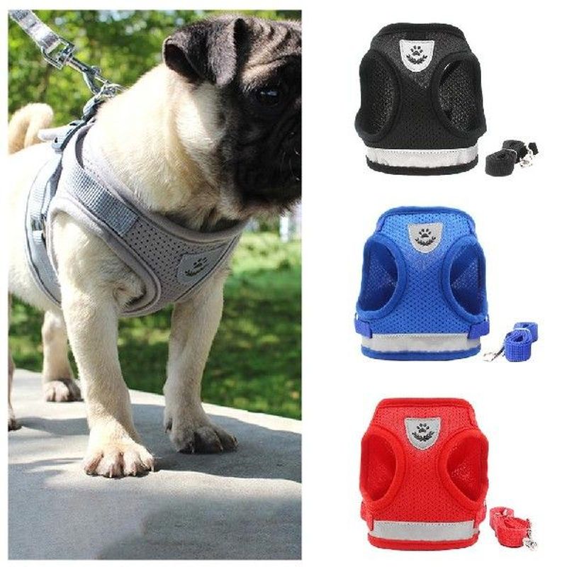 Dog Cat Harness Set Pet Adjustable Walking Reflective Vest