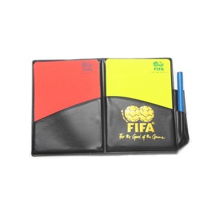 Soccer referee cards with coin whistle red card and yellow c