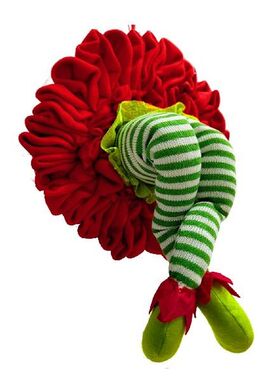 Creative Elf Leg Climbs Out Of Wreath Door Hanging Garland