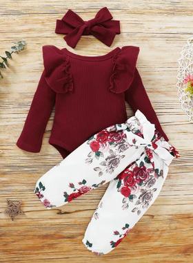 3Pcs Baby Girl Outfit Set Newborn Toddler Girls Clothes Ruff