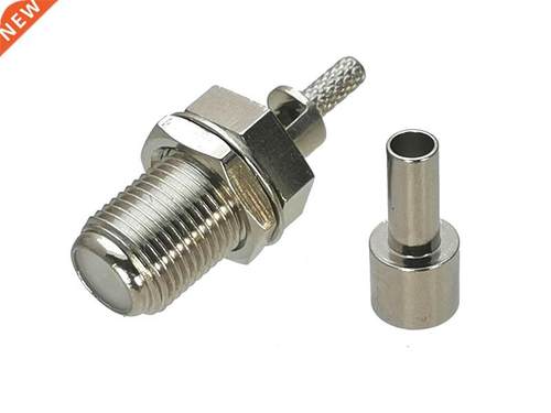 10pcs Connector F TV Jack Female Bulkhead Nut Crimp For RG17