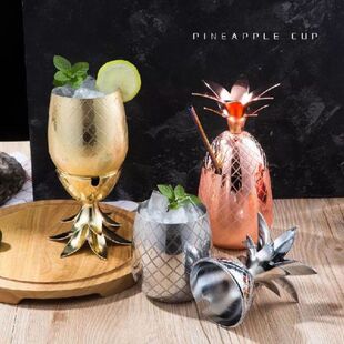 500ML Gelas Koktail Bentuk Nanas Baja Tahan Karat Kreatif