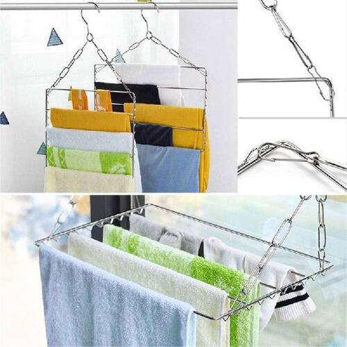 Balcony Folding Shoe Drying Rack Clothes Airer Stainless