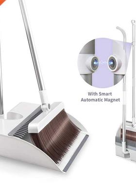 Magnetic Broom and Dustpan Set Upright Standing Dustpan Comb