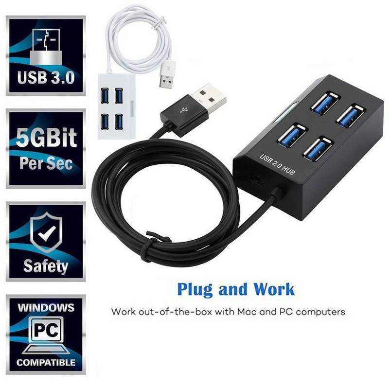High Speed USB Hub Computer Laptop 1-drag-4 USB 3.0 Portable
