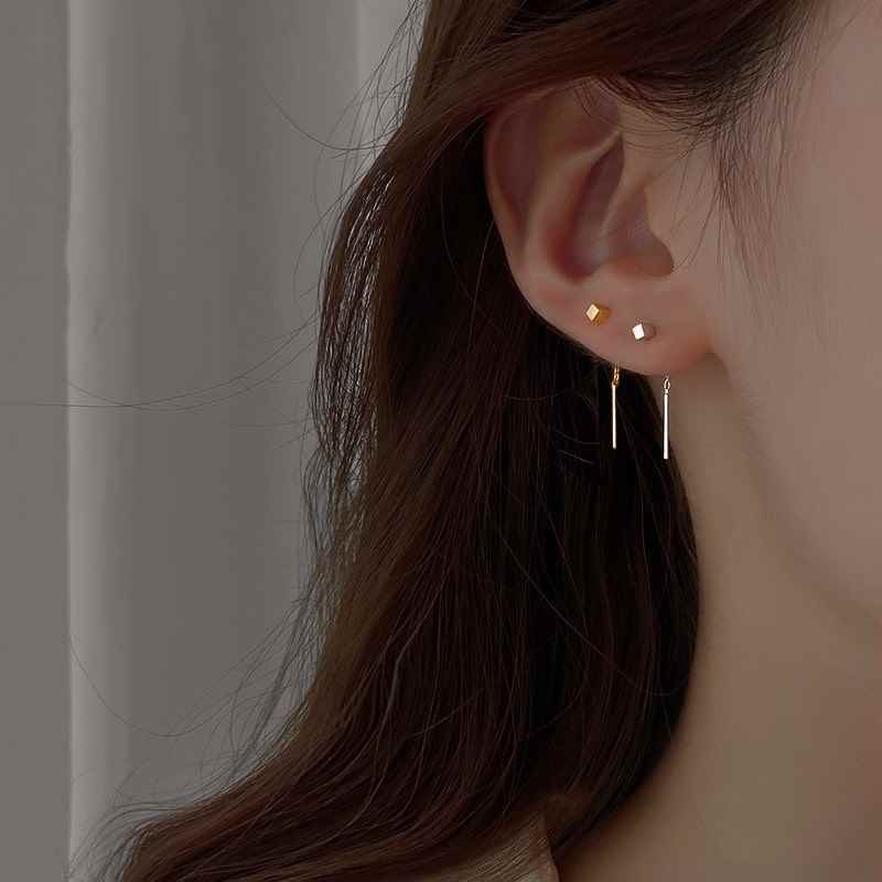 Sterling silver earrings female tide ear wire contracted