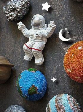 Moon Sun Refrigerator Magnetic Sticker 3D Astronaut