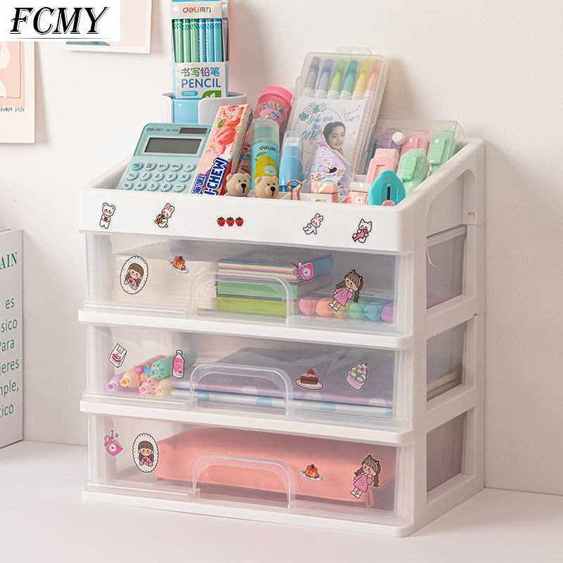 cute multi-storey drawer desktop organizer desk storage box