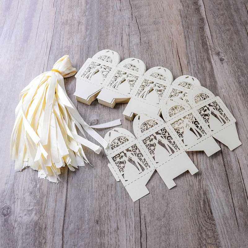 100pcs couple design luxury lase cut wedding sweets candy gi