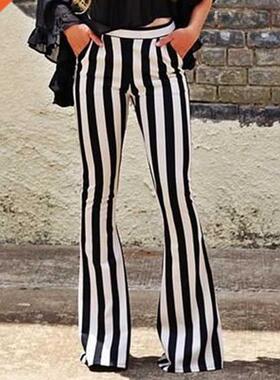 Women Loose Trousers Women's Elegant Black Vertical