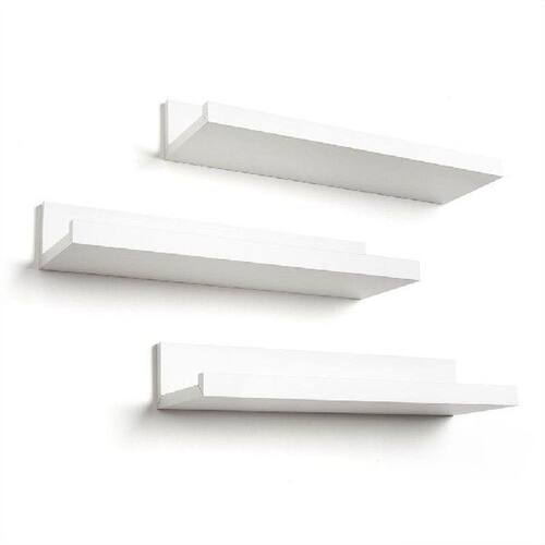 3Pcs 14 Inch Floating Shelves White Wall Mounted Display
