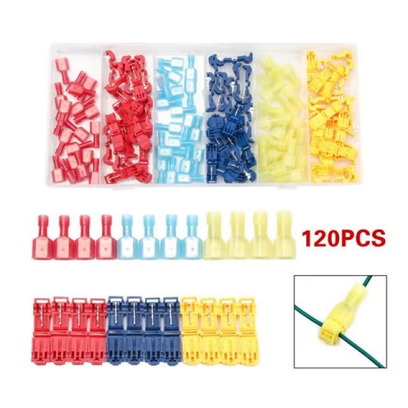 120 PCS Insulated T Tap Quick Electrical Wire Connectors Spl