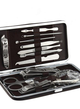 12pcs Portable Manicure Set Pedicure Scissor Tweezer Knife