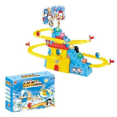 Adventure Track Toy Electric Penguin Stairs Toys With Led