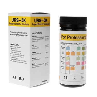100Pcs URS-5K Glucose pH Protein Ketone Blood Urine Test Str