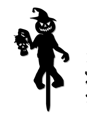 Halloween Figure Silhouette Backyard Garden Lawn Metal Sign