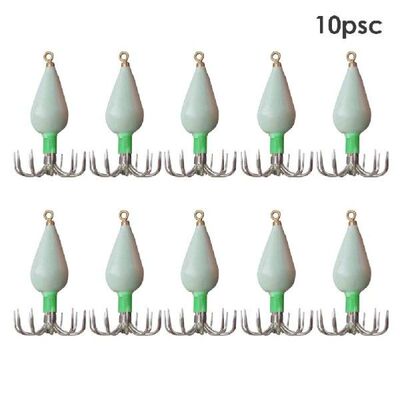 10pcs Luminous Squid Jigs Hooks 12 Needles Cuttlefish