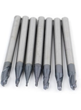 7PCS Tungsten Carbide Endmill Set 2 Flutes Ball Nose Engravi