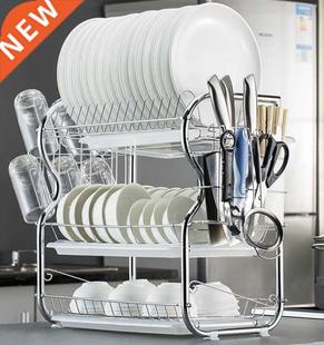 Drainer Cutlery Layer Kitchen Art Stainless Dish Steel