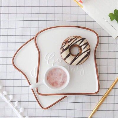 Toast dinner plates snack tray ceramic plates bread shape