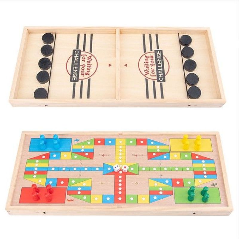 2 In 1 Table Desktop Battle Hockey Game Flying Chess Fun