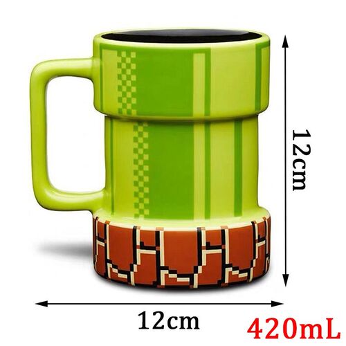 420ml Super Mario Water Pipe Ceramic Mug Cartoon 3d Coffee M